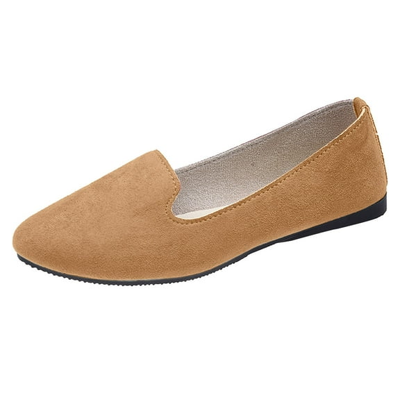 mgoYE Womens Dress Shoes Flat Womens Flat Shoes 8 Round Toe for Women Dressy Comfortable Slip On Dress Business Casual Shoes Women Wide Width Flat Shoes|Khaki 8.5