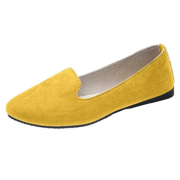 mgoYE Womens Dress Shoes Flat Womens Flat Shoes 8 Round Toe for Women Dressy Comfortable Slip On Dress Business Casual Shoes Women Wide Width Flat Shoes|Yellow 8