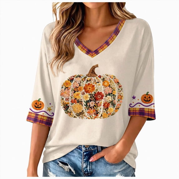 mgoYE Womens Halloween T Shirts Short Sleeve Casual T-Shirt Ladies Comfortable Printed Shirt Fall Fashion