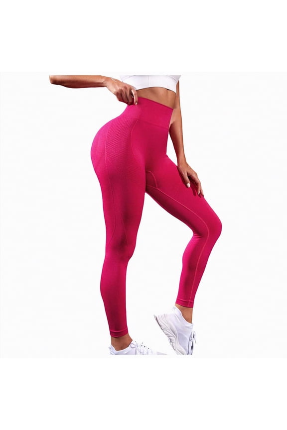 Womens Leggings 3D Leggings Women Butt Lifting Tummy Control Gym Yoga Pants(Hot Pink,M)