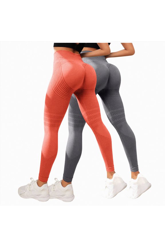 Womens Leggings Leggings Womens Butt Lifting 2 Pack Tummy Control Yogo Pants(Orange,2XL)