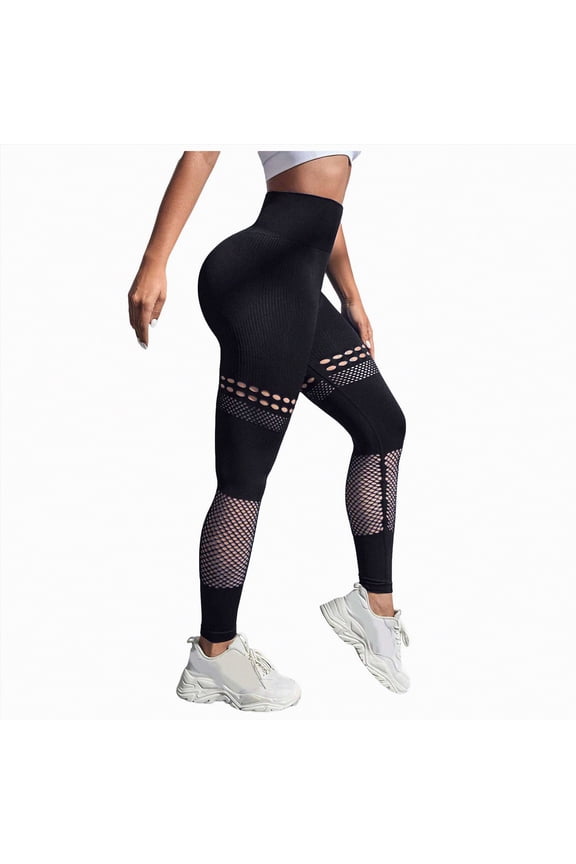 Womens Leggings Tummy Control Butt Lifting Leggings for Women Tummy Control High Waisted Workout Gym Seamless Impact Yoga Pants(Black,L)