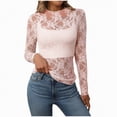 thumbnail image 1 of mgoYE Womens Mesh Long Sleeve Shirts Fashion Clothing Turtle Necks Sheer-Ruched Going Out Tops Fall Summer Outfits Slim Fit Blouses(Pink,S), 1 of 8