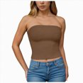 thumbnail image 1 of mgoYE Womens Tube Tops Strapless Crop Tops Basic Backless Sleeveless Going Out Spring Outfits Summer Clothes(Coffee,M), 1 of 7