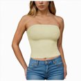 thumbnail image 1 of mgoYE Womens Tube Tops Strapless Crop Tops Basic Backless Sleeveless Going Out Spring Outfits Summer Clothes(Light Yellow,L), 1 of 6