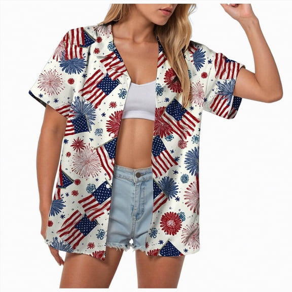 mgoYE XL Black Button Shirt for Women America 250th Anniversary T Button Shirt Womens American Flag Shirt 4th of July T-Shirt Patriotic Short Sleeve Tee USA Flag Stripe Star Summer Blouse Tops