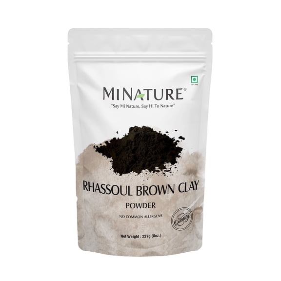 mi nature Rhassoul Brown Clay Powder For Fairness Sun-Tan Acne-Spot Face Pack & Hair Pack| All Skin Type & Unisex use| 100% pure & Natural | (227g/1/2 lb/8 Oz)