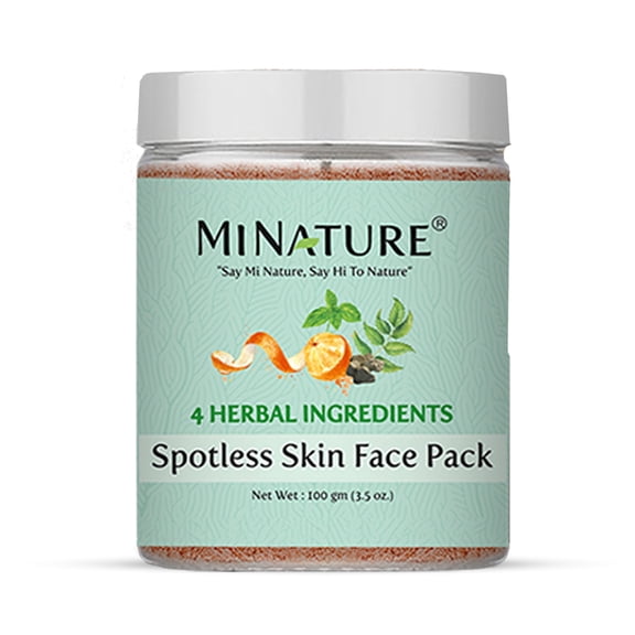 mi nature Spotless skin Face mask | 100g(3.5 oz) | Neem, Tulsi, Orange peel and Bentonite clay| Dark spots removal | Clear and spotless skin