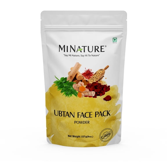 mi nature Ubtan Powder |Face and Body Pack | Turmeric, Barley, Chickpeas, Neem, sandalwood, Mograflower, Saffron and Rose Petal | All Natural | No Chemical & Preasevatives|227g (8 oz.) (0.5 lb)