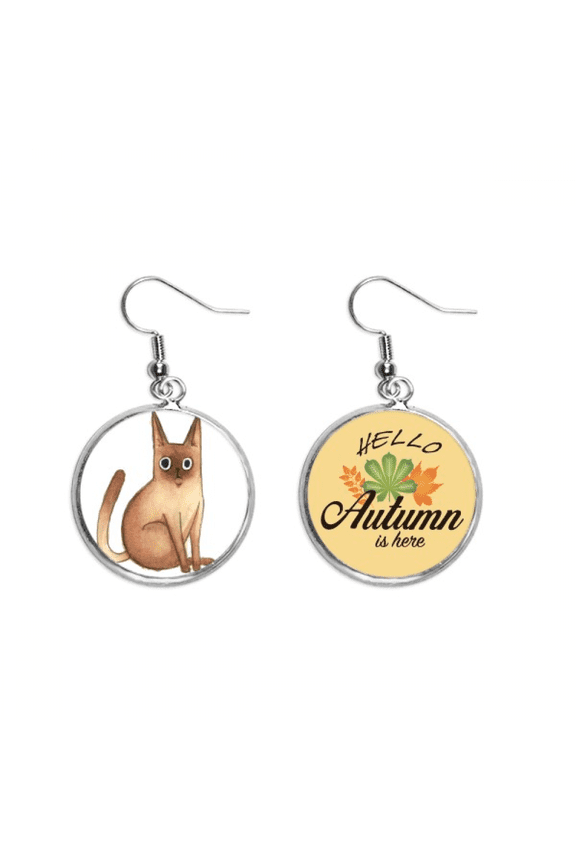 miaoji painting watercolor cat siamese earring dangle autumn earring jewelry
