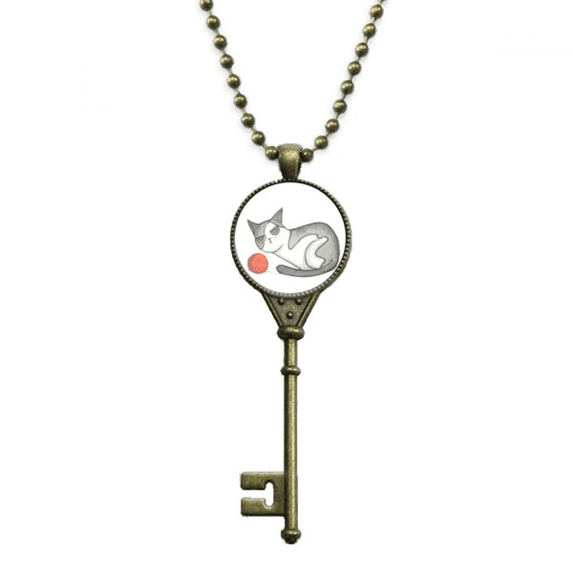 miaoji painting watercolor puppet cat key necklace pendant tray embellished chain