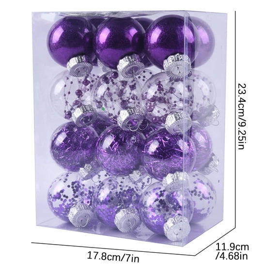 miaomiaoke 24Pcs Christmas Balls 2.36", Xmas Plastic Ball Ornaments for Christmas Tree, Mini Shatterproof Christmas Tree Decorations Hanging Ball for Holiday Wedding Party Decoration (Purple)
