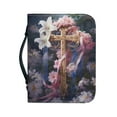 thumbnail image 1 of miaomiaoke Fashion Portable Leather Bible Covers for Women, Flower Bible Cover Cross Bible Case Waterproof Leather Book Cover Bible Study Organizer Tote Bag Bible Carrying Case with Handles Gift, 1 of 3
