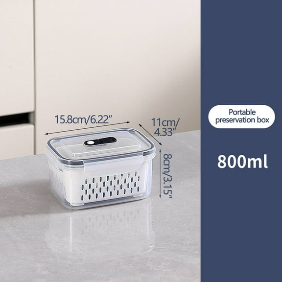 miaomiaoke Large Fruit Containers for Fridge,Leakproof Food Storage Organizer with Lids Removable Colander, Produce Containers Keep Berry Fruits Vegetable Food Meat Fresh Longer