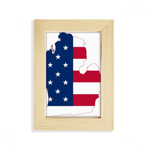 michigan ameusa map stars tripes flag desktop display photo frame picture art painting 5x7 inch