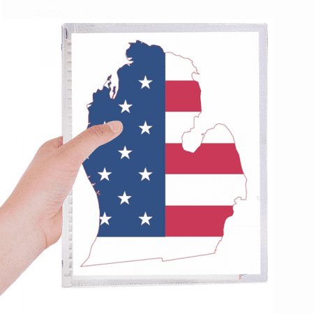 michigan ameusa map stars tripes flag notebook loose diary refillable journal statiry