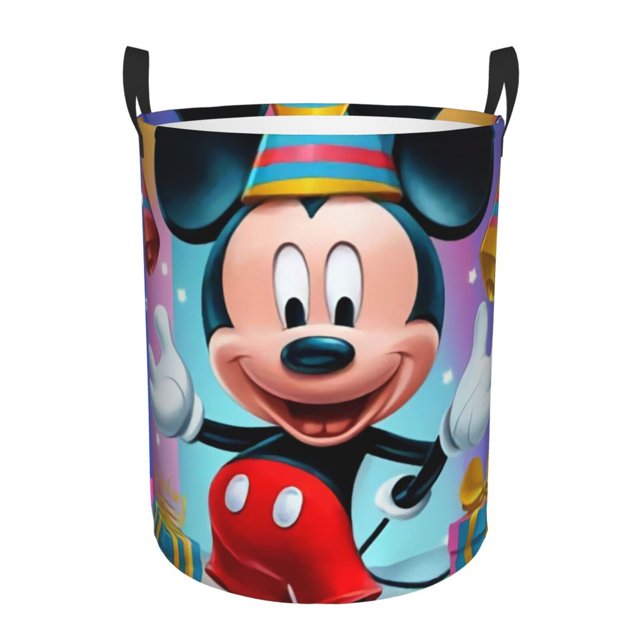 mickey mouse Round Single Layer Dirty Clothes Basket Durable Oxford