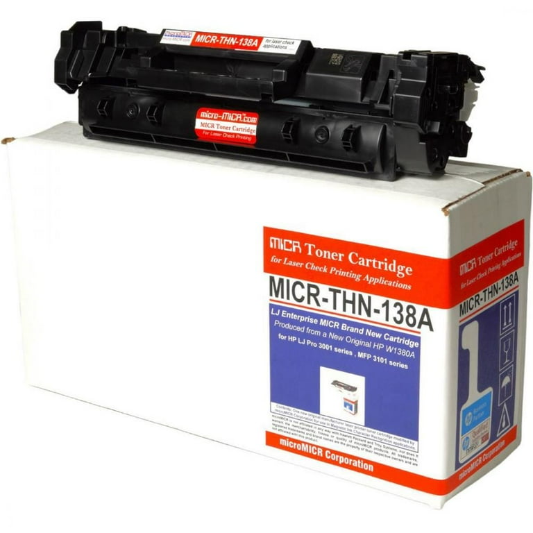 microMICR MICR Standard Yield Laser Toner Cartridge - Alternative for HP 138A, 138X (W1480A) - Black - 1 Each - 1500 Pages microMICR MICR Standard Yield Laser Toner Cartridge - Alternative for HP 138A, 138X (W1480A) - Black - 1 Each - 1500 Pages