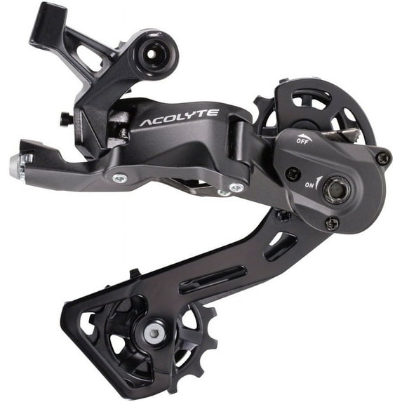 microSHIFT Acolyte SpringLock Rear Derailleur - 8 Speed, Medium Cage, Black, SpringLock Chain Retention