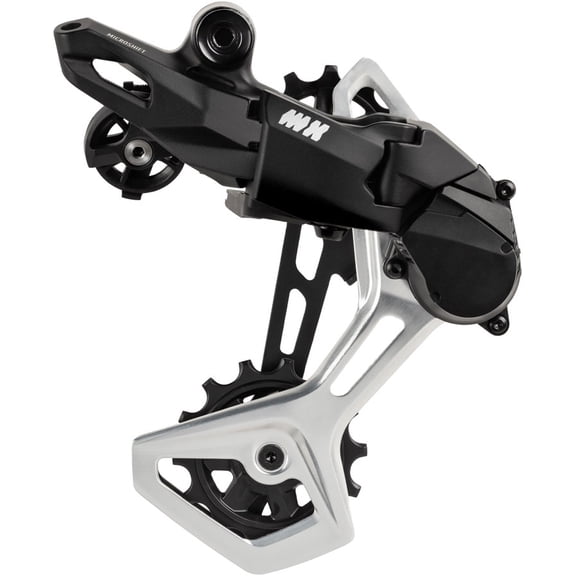 microSHIFT Advent MX Pro Rear Derailleur - 10/11-Speed, Clutched, Repairable Aluminum Medium Cage, 50t Max, Black/Silver