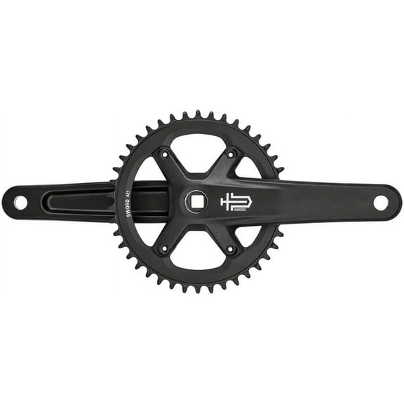 microSHIFT Sword Black 1x Crankset - 170mm, 9/10-Speed, 42t, 110 Asym BCD, JIS Square Taper Spindle Interface, Black