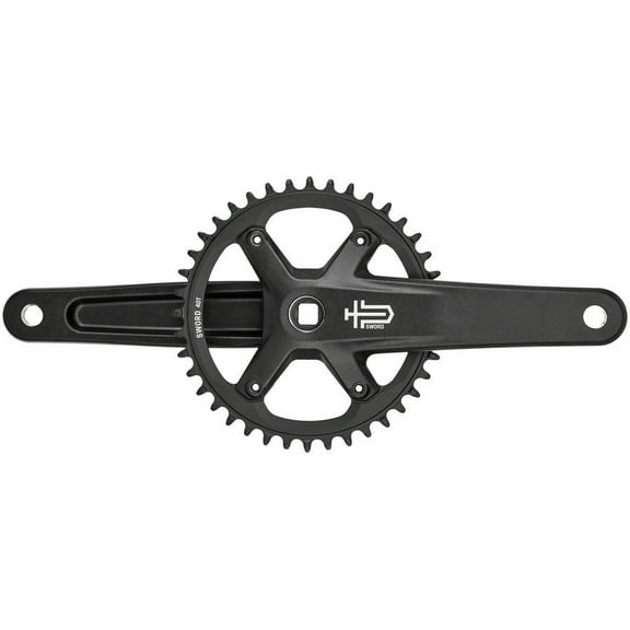 microSHIFT Sword Black 1x Crankset - 172.5mm, 9/10-Speed, 40t, 110 Asym BCD, JIS Square Taper Spindle Interface, Black