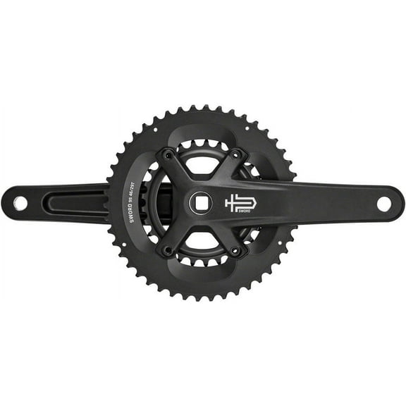 microSHIFT Sword Black 2x Crankset - 165mm, 9-Speed, 46/29t, 110/80 Asym BCD, JIS Square Taper Spindle Interface, Black