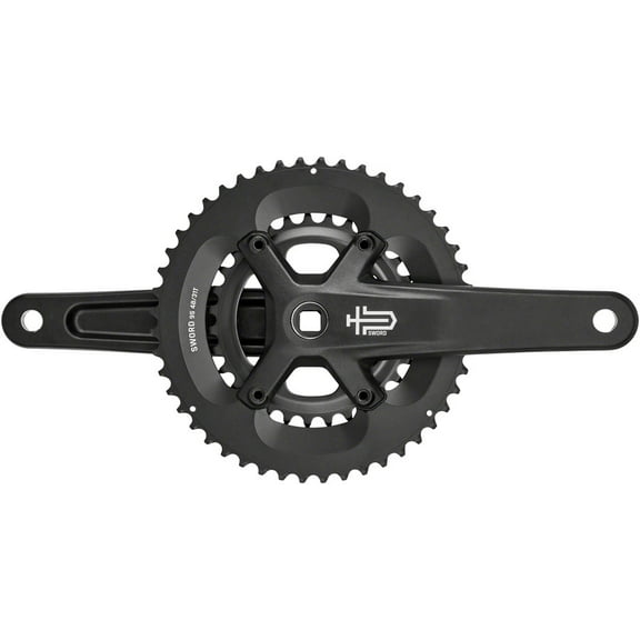 microSHIFT Sword Black 2x Crankset - 175mm, 9-Speed, 48/31t, 110/80 Asym BCD, JIS Square Taper Spindle Interface, Black