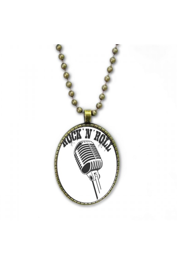 microph illustrate music simple pattern necklace vintage chain bead pendant jewelry collection