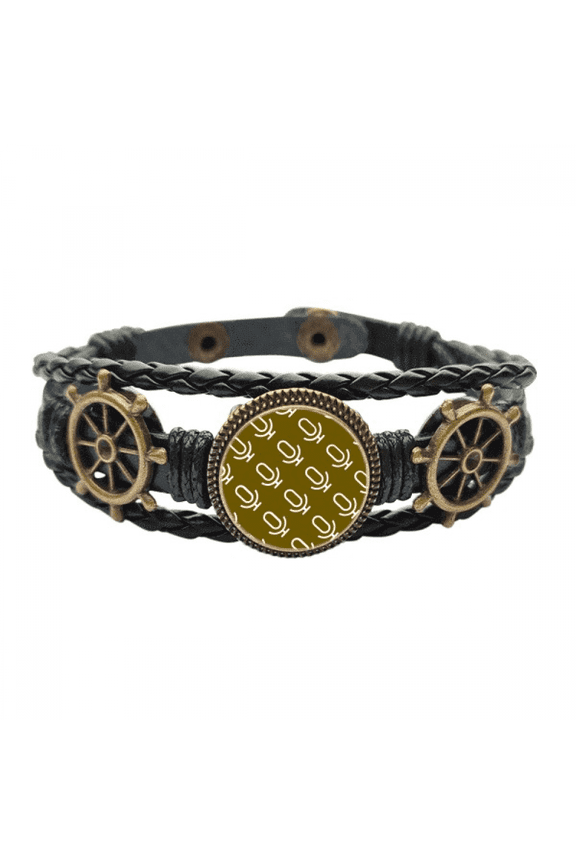 microph transssion stamp pattern Leather Braided Ocean Bracelet Wristband