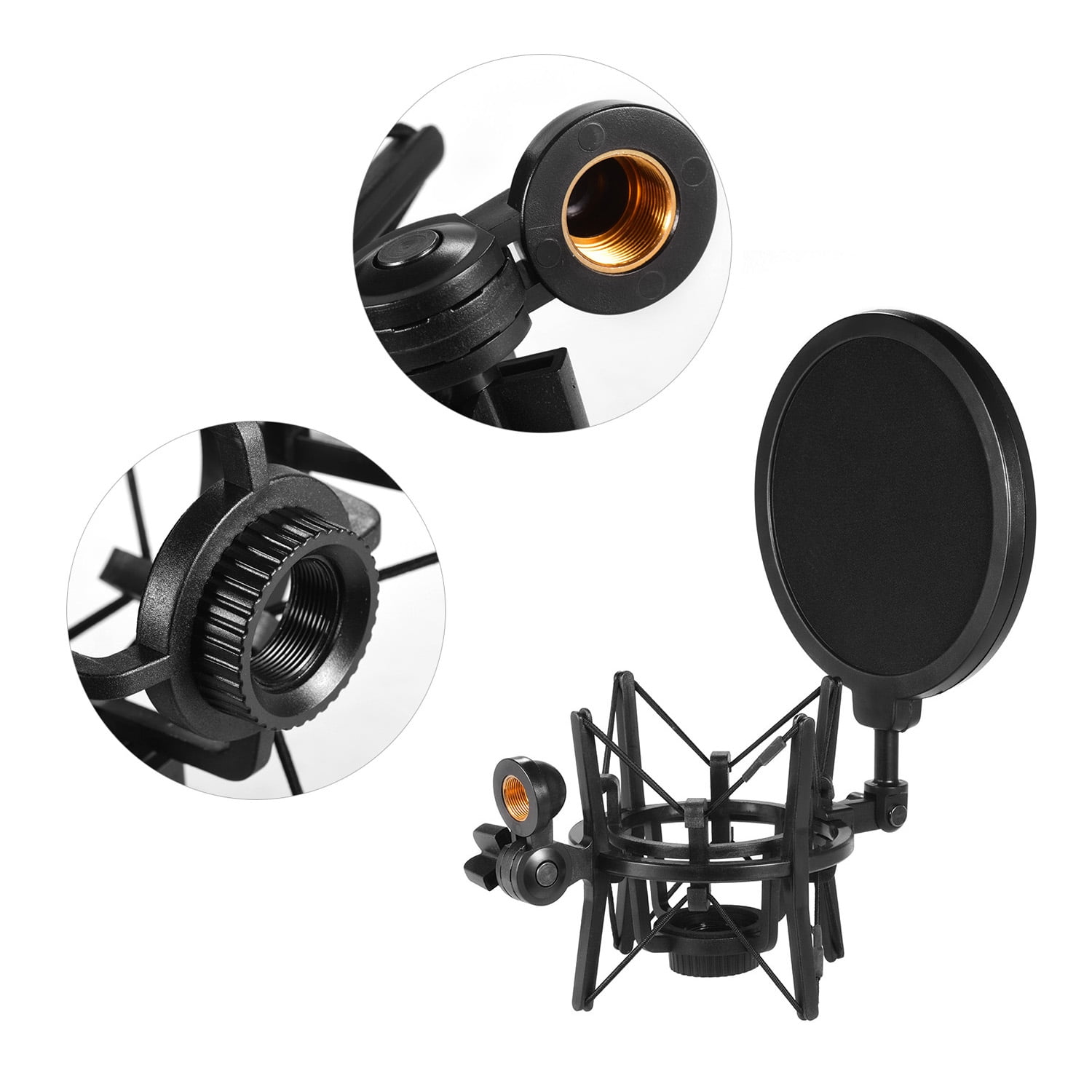 microphone holder Mic Univerdal Plastic Condenser Microphone Mic Shock Mount Holder Bracket Anti-vibration with Pop Filter for On-line Broadcasting Studio Music Recording