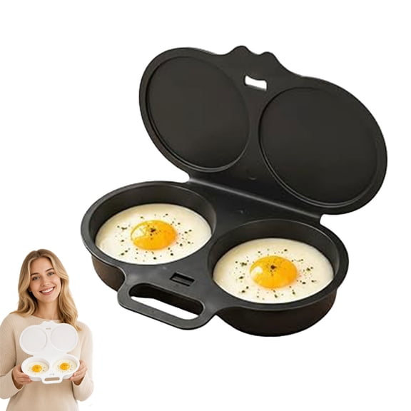 Microwave Egg Poacher Cooker, 2-Egg Poached Egg Maker, BPA-Free Quick Breakfast Tool (Black)