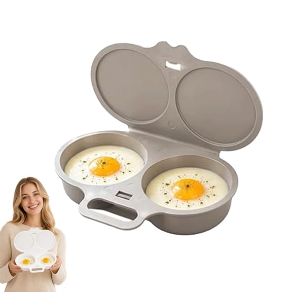 Microwave Egg Poacher Cooker, 2-Egg Poached Egg Maker, BPA-Free Quick Breakfast Tool (Gray)