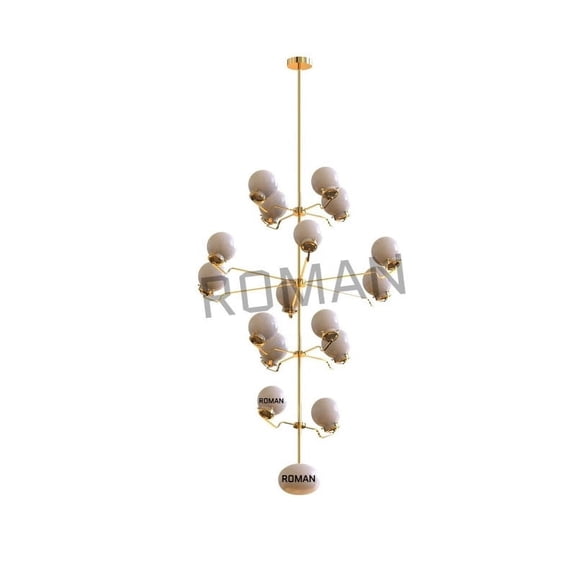 mid century large 17 light globe mid century Modern curved Brass Chandelier 1950's mid century ceiling light fixture large chandelier