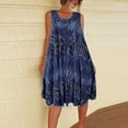 thumbnail image 1 of midi dresses for women Women's Fashion Summer Round Neck Casual Sleeveless Ladies Printed Dress A Line Spaghetti Strap Sundresses flowy beach dress, 1 of 6