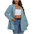 thumbnail image 1 of mihongmao 2025 Black * Friday and Cyber * Monday Women's Fashion Solid Pocket Button Suit Coat Long Sleeve Pocket Casual Coat/Jacket Light Blue XXL, 1 of 8