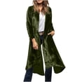 thumbnail image 1 of mihongmao 2025 Cyber_Monday Clearance and Black_Friday Clearance Women Solid Color Casual Solid Color Pocket Back Slit V-neck Gold Velvet Party Dinner Outerwear Green XXL, 1 of 8