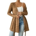 thumbnail image 1 of mihongmao 2026 Cyber_Monday and Black_Friday Women's Casual Solid Long Sleeve Casual Loose Bandage Cardigan Tops Brown XL, 1 of 9