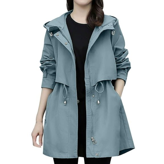 mihongmao Up to 60% off! Winter Jackets for Women Women's New Casual Fashion In The Long Thin Coat Temperament Casual Coat,Womens Tops Plus Size Blue L