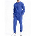 thumbnail image 1 of mihongmao Airport Travel Outfit Men Hoodie Sports Pants Set Casual Solid Color Round Neck Two-piece Set Men's Long Sleeved Pants Long Sleeved Round Neck Top/shirt Set Blue 3X, 1 of 3