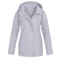 thumbnail image 1 of mihongmao Black_Friday Clearance 2025 Women Solid Rain Jacket Outdoor Plus Size Hooded Raincoat Windproof Gray XXL, 1 of 5
