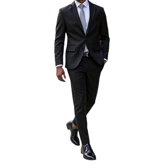 mihongmao Blazer Suit Two Piece Sets 2 Piece Outfits Blazer Jacket Party Wedding and Business Suit Jacket Elegant Knit Blazers Coats Blazer Men's Suit formal Casual Business Suit Black XL