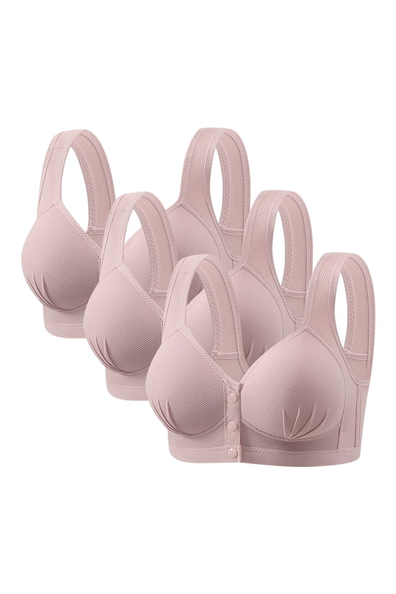 Bralettes for Women Pumping Bras Front Snaps 3PC Women's Middle-aged and Elderly Plus Size Underwear Thin Mesh Front Buckle Style Nursing Underwear Gray 3X