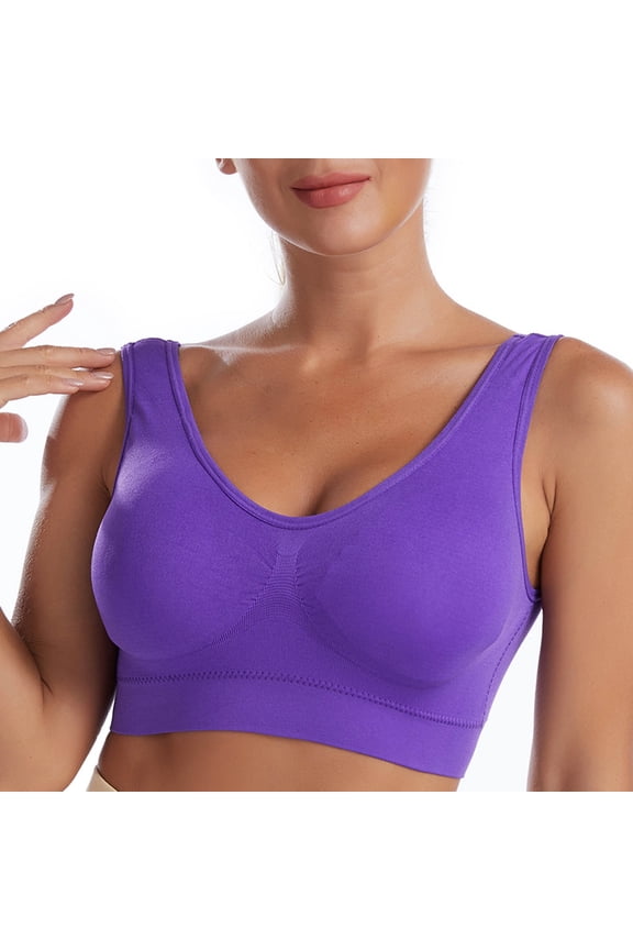 Bralettes for Women Large Bust Ladies Traceless Comfortable 1piece No Steel Ring Breathable Gathering Bra Woman Underwear Purple 5X