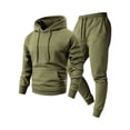 thumbnail image 1 of mihongmao Business Casual Outfits for Men Solid Color Drawstring Printed Long Sleeved Hooded One Pocket Hoodie with Full Set Of Printed Warm Casual Suit Army Green 2X, 1 of 2
