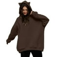thumbnail image 1 of mihongmao Casual Tops for Women Womens Oversized Ears Hoodies Casual Long Sleeve Fleece Sweatshirts Pullover Sweaters Teen Girls Preppy Tops Clothes,Womens Tops Clearance under $5 Brown XXL, 1 of 5