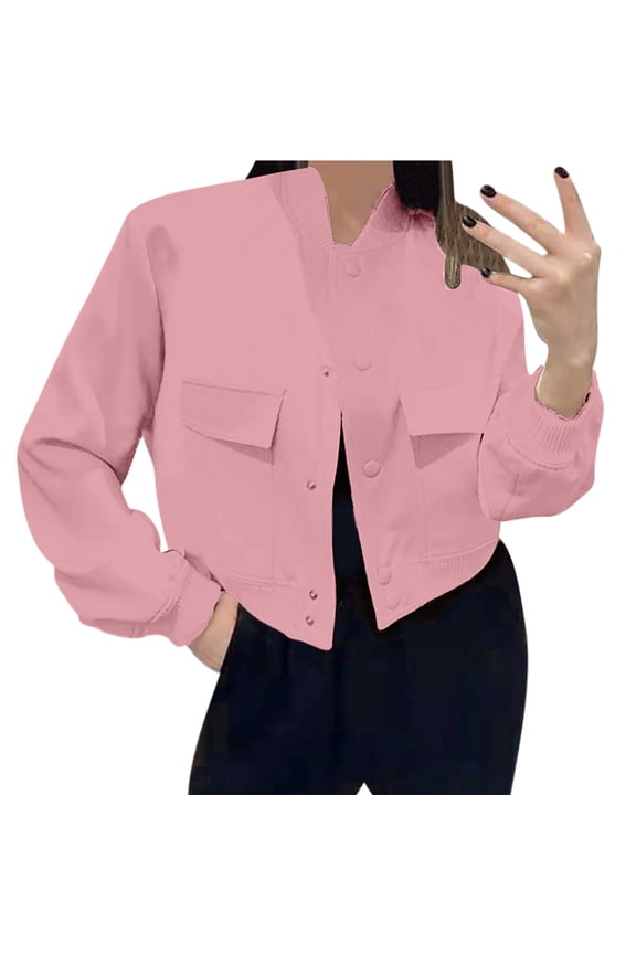 Sales Today Prime, Winter Coats for Women Women's New Fashion Comfortable Versatile Fashion Breasted Solid Color Jacket,Womens Tops Plus Size Pink L