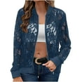 thumbnail image 1 of mihongmao Coats for Women Ladies' Solid Color Hot Selling Lace Casual Jacket Jacket,Womens Plus Size Clearance $5 Navy XL, 1 of 7