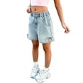 thumbnail image 1 of mihongmao Jeans Girls Short High Waist Athletic Children Summer Girls' Jeans Short Pants Loose Pants Straight Leg Pants Wide Leg Pants Casual Outerwear Pants for Kids Blue 9 Years, 1 of 8