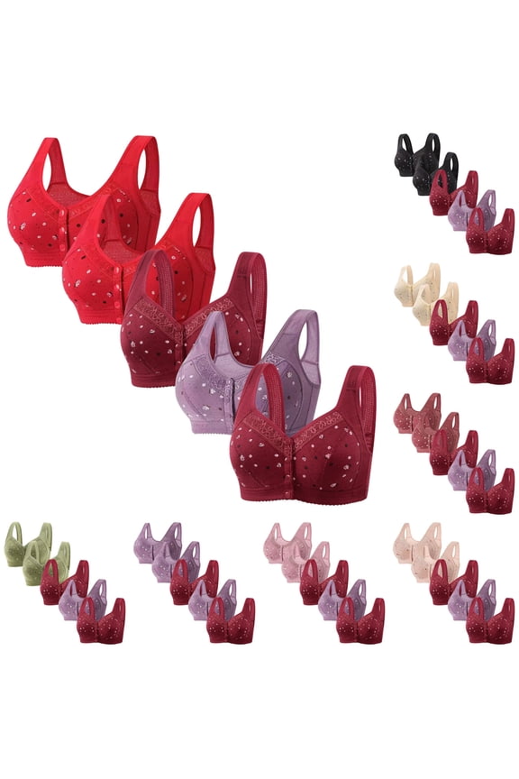 Jelly Bra Binder Bra 5pc Woman's Comfortable Lace Breathable Bra Underwear No Rims Beige L